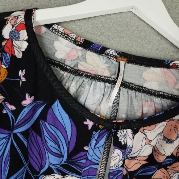 Free People Crop Blouse Women's XS Floral Boho Festival Oversized Resort Vacay - Picture 3 of 11